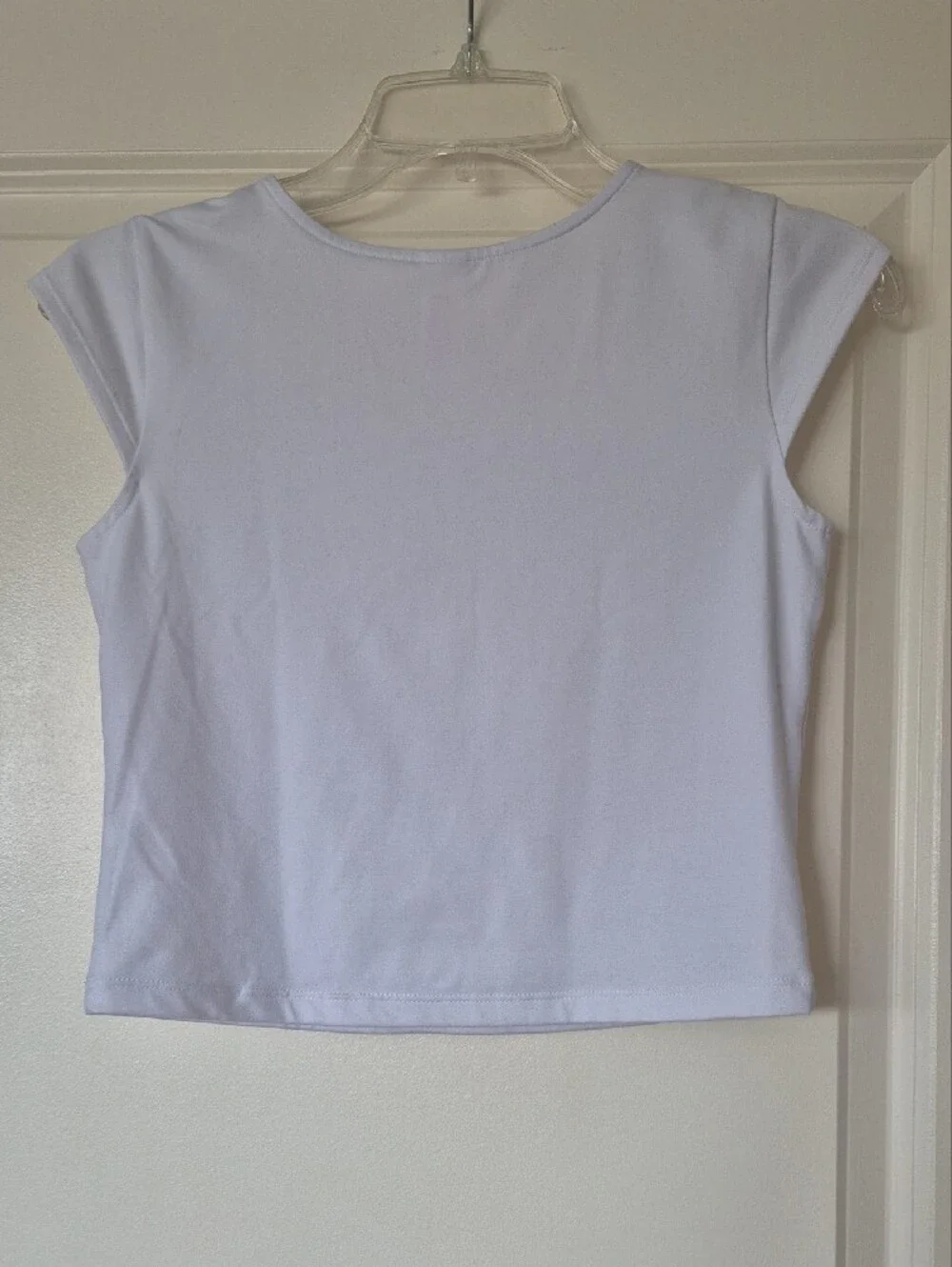 Justice White Scoop Neck Crop Tee